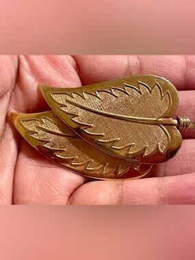 Coro Gold-Tone Leaf Layered Brooch